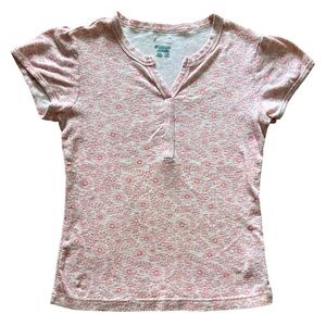 Columbia Sportswear Women’s V Neck Cotton Cap Sleeve Blouse Pink Floral Small